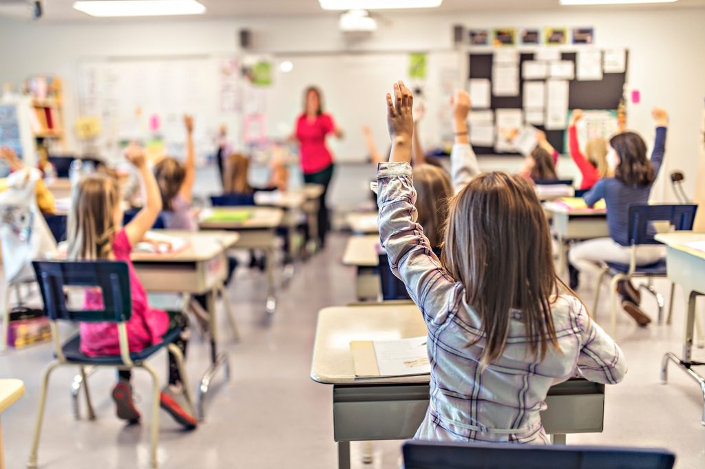Students and teacher in a classroom