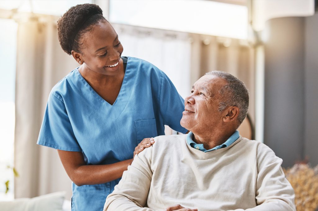 A senior receiving care