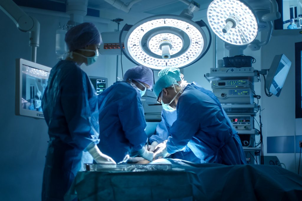 Medical professionals in an operating room