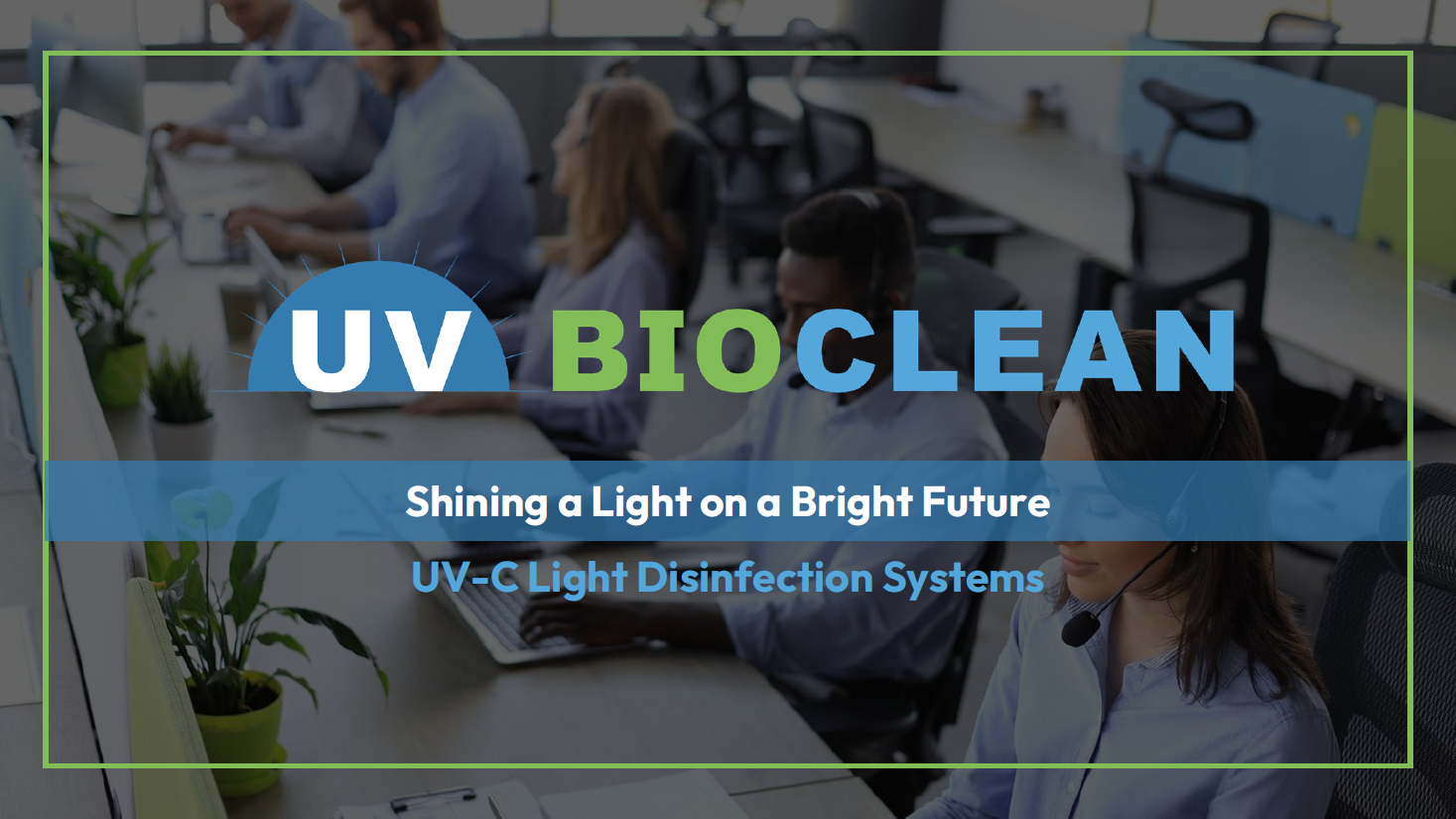 Call Center presentation cover: UV BIOCLEAN air-disinfection solution.