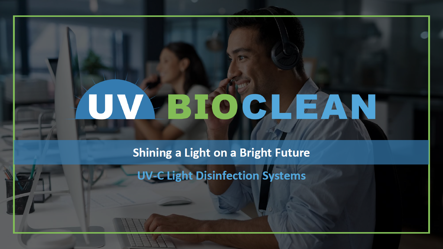 Contact Center presentation cover: UV BIOCLEAN air-disinfection solution.
