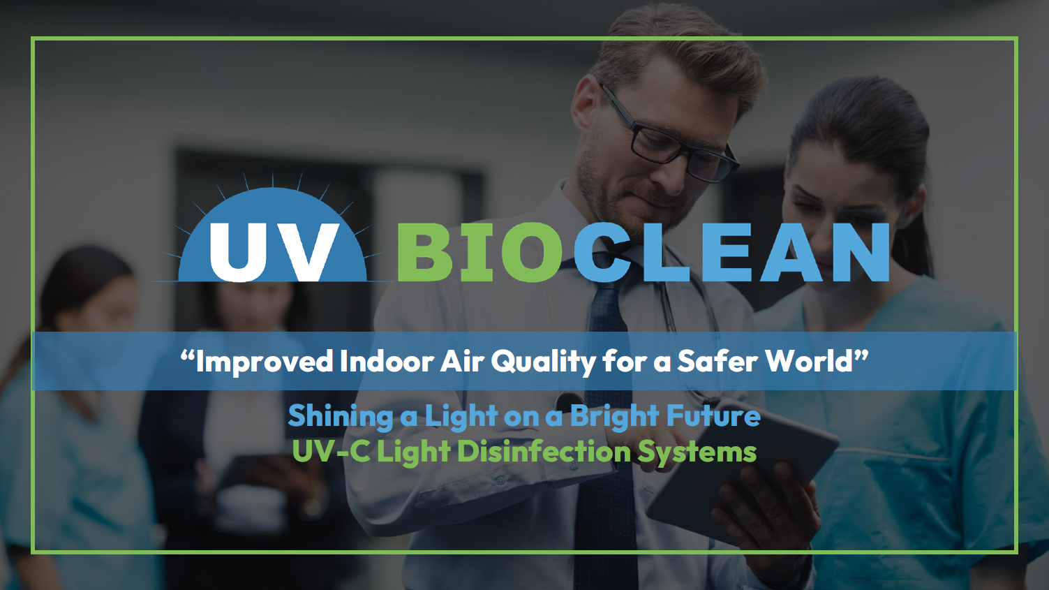 Healthcare presentation cover: UV BIOCLEAN air-disinfection solution.