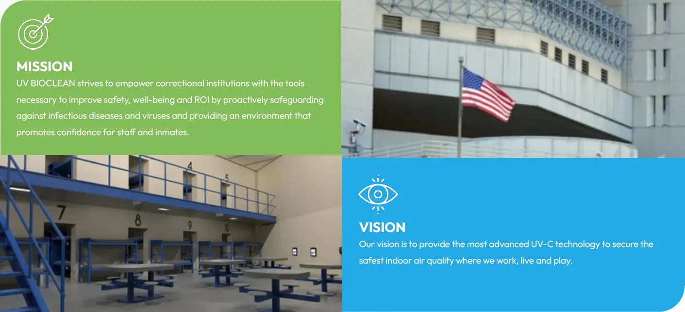 Correctional Institution mission and vision for UV BIOCLEAN air disinfection.