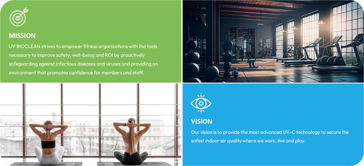 Fitness mission and vision for UV BIOCLEAN air disinfection.