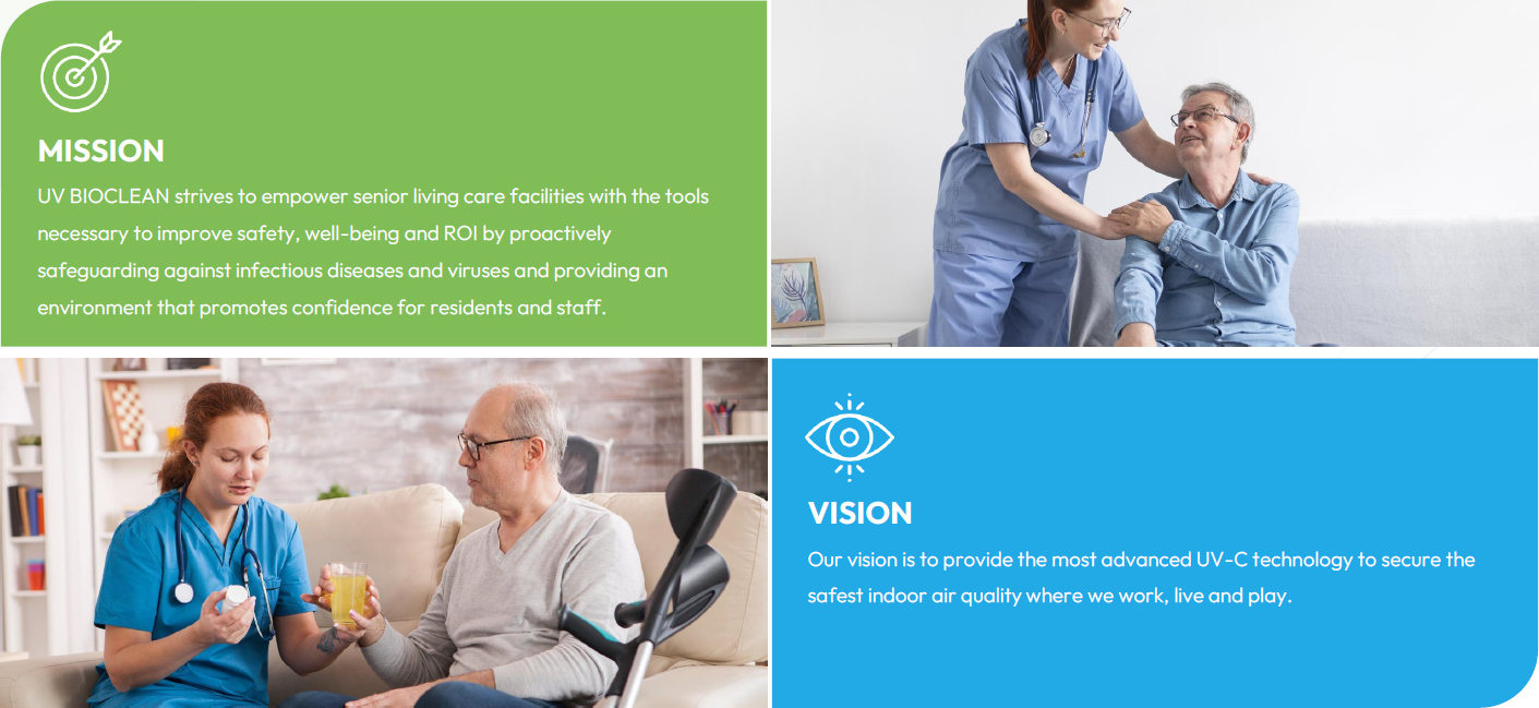 Senior Living mission and vision for UV BIOCLEAN air disinfection.