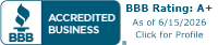 Better Business Bureau Accredited Business, A+ rating